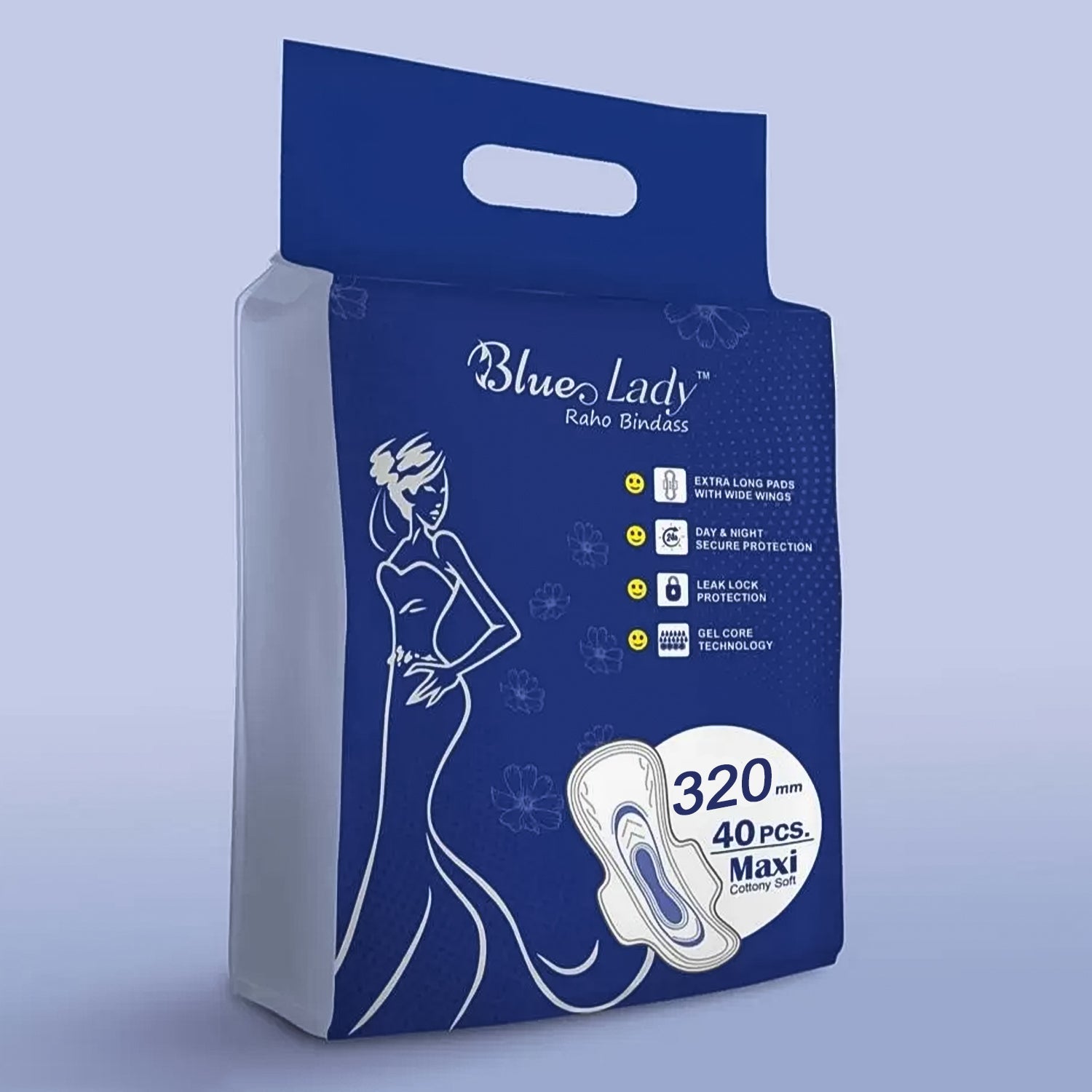 Blue Lady Extra Long Pads With Wides Wings Sanitary Pads  320 Mm 40-pack Blue Lady Extra Long Pads With Wides Wings Sanitary Pads  320 Mm 40-pack